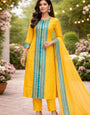 Kanchi Cotton Yellow Festive Kurta And Dupatta