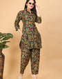 Green Stylish Floral Printed Multicolor Cotton Rayon Cord Set