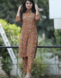 Brown Flower Printed Cotton Rayon Cord set