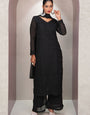 Black Georgette Palazzo Style Ceremonial Kurta Set