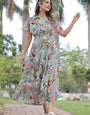 Energetic Multi Color Ankle Length Digital Print Maxi Dress