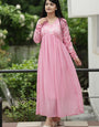 Pink Georgette Dress Floral Party Wear Maxi Dress