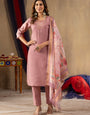 Onion Pink Shimmer Silk Embroidered Kurta Set For Ceremonial