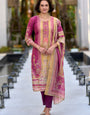 Pink Printed Silk Blend Casual Kurta Set