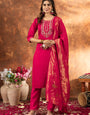 Hot Pink Marina Silk Festive Wear Kurta Set
