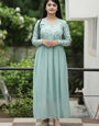 Georgette Ethnic Dress Sea Green Printed Maxi dress