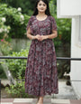 Maroon Georgette Abstract Printed Festive Dress
