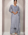 Gray Georgette Palazzo Style Festive Kurta Set