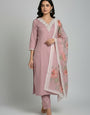 Mauve Embroidered Rayon Party Wear Kurta Set
