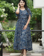 Blue Georgette Abstract Printed Festive Dress
