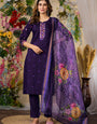 Purple Mirror Enhanced Roman Silk Salwar Set