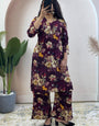 Burgundy Soft Rayon Cotton Floral Printed Cord Set