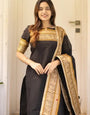 Black Kanchi Cotton PartyWear Kurti With Dupatta