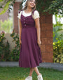 Solid Wine Plain Rayon Dungaree Dress