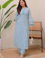 Blue Rayon Lining Printed Straight Kurta With Plazzo