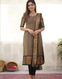 Brown Kanchi Cotton Woven Kurta And Dupatta For Casual Wear