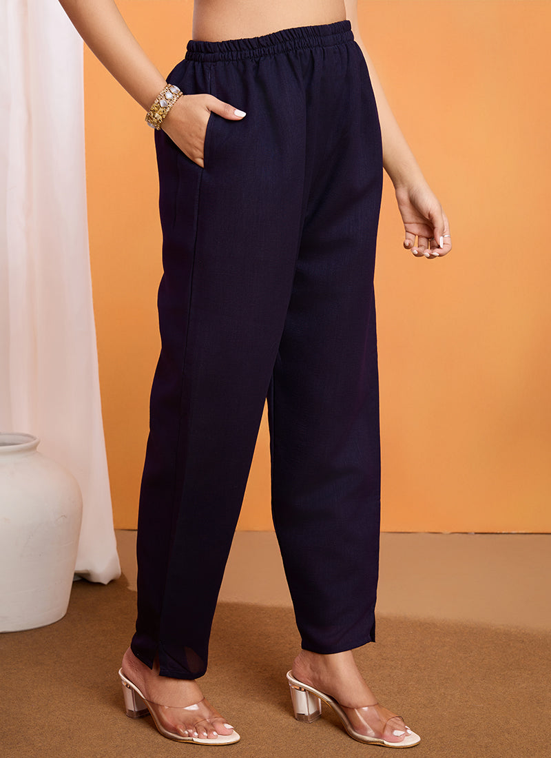 Purple Vichitra Silk Sequence Work Kurta With Trousers & Dupatta