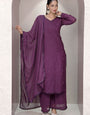 Wine Georgette Palazzo Style Ceremonial Kurta Set