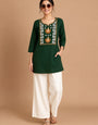 Green Cotton Embroidered Outwear Cord Set