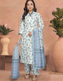 White Cotton Slub Kurta With Trousers & Dupatta