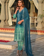 Blue And Green Shaded Bandhani Style Straight Kurta Set