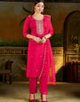 Pink Silk Blend Embroidered Festive Kurta Set