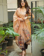 Orange Straight Cut Woven Cotton Kurta And Dupatta