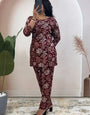Maroon Soft Rayon Cotton Printed Outwear Cord Set