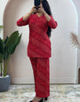 Red Soft Rayon Cotton Bandhani Printed Cord Set