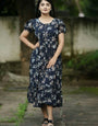 Imperial Navy Blue Flower Printed Beach Wear Maxi Dress