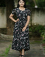 Black Georgette Maxi Dress With Floral Print