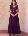 Purple Embroidered Party Wear Dress