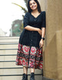 Black Rayon Floral Printed Party Wear Dress