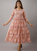 Peach Rayon Digital print Kurti.