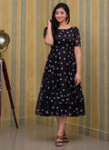 Black Heart Printed Georgette Western Dress