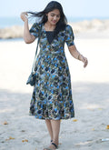 Multi Color Printed Viscos A Line Western Dress