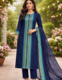 Kanchi Cotton Navy Blue Festive Kurta And Dupatta