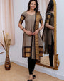 Kanchi Cotton Grey Weaving Casual Kurta And Dupatta