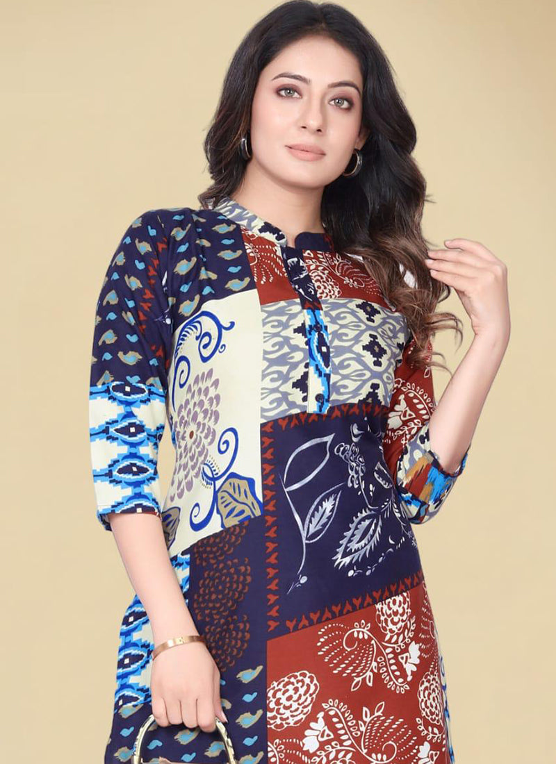 Multi Color Printed Front Placket Cotton Cord Set