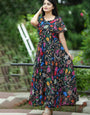 Multi Floral Bloom Printed Georgette Maxi Dress