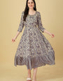 Light Purple Rayon Foil Printed Party Wear Dress