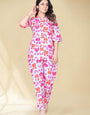 Pink Color Printed Bell Sleeve Cotton Cord Set