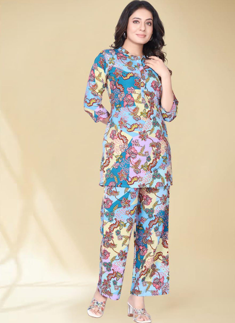 Multi Printed Cotton Palazzo Cord Set