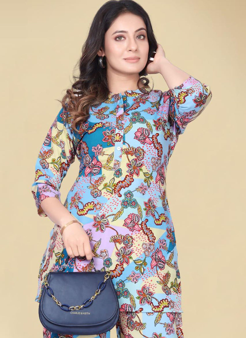 Multi Printed Cotton Palazzo Cord Set