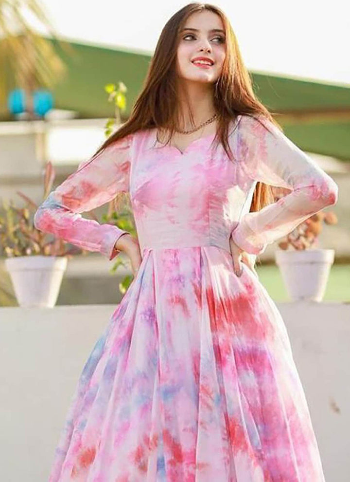 Multicolor Georgette Anarkali Style Maxi Gown