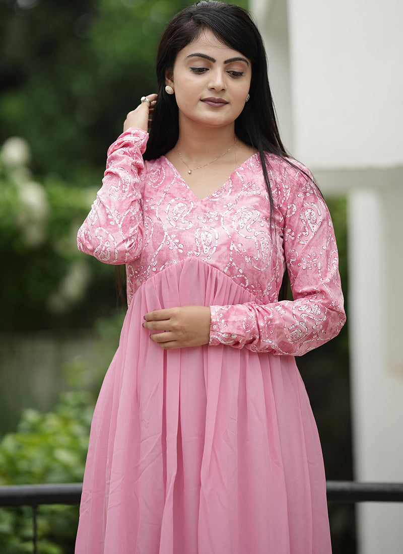 Pink Georgette OutWear Maxi dress