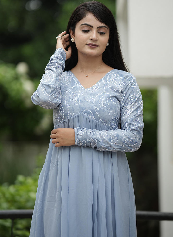 Stunning Sky Blue Georgette Maxi dress