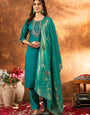 Rama Green Embroidered Festive Wear Kurta Set