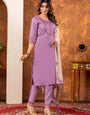 Lavender Marina Silk Embroidered Kurta Set