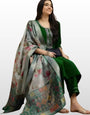 Green Cotton Embroidered Festive Kurta Set